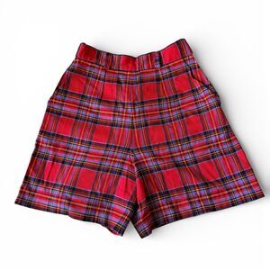 Max & Co Italy Max Mara Plaid Tartan Shorts Red High Waist Preppy Academia 26?